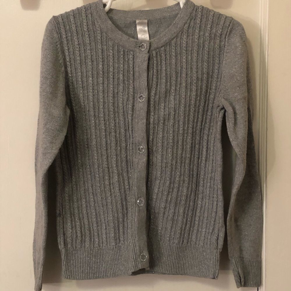 Cherokee Gray shimmer button down sweater size 5t